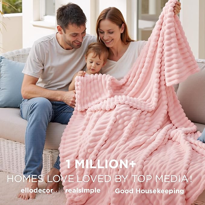 Bedsure GentleSoft Coral Pink Fleece Queen Blanket for Couch - Super Soft Cozy Blankets for Women, Cute Small Blanket for Girls, 90x90 Inches - Bloomnest