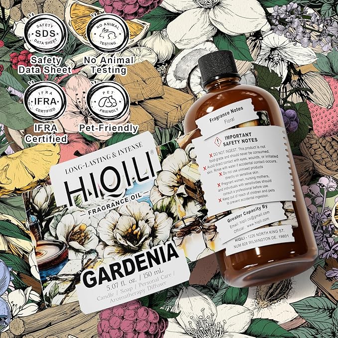 HIQILI Gardenia Fragrance Oil for DIY Candle, Soap & Perfume Making, Add to Essential Oil Diffuser, Body Wash, Long-Lasting - 5.07 Fl Oz - Bloomnest