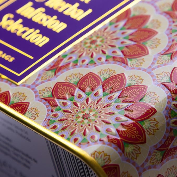 New English Teas Fruit and Herbal Tea in Tin with 40 Teabags - Rosehip & Hibiscus, Peppermint, Chamomile & Black Tea with Lemon & Ginger - Bloomnest