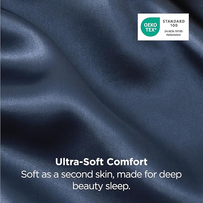 Bedsure King Size Satin Pillowcase Set of 2 - Blue Silky Pillow Cases for Hair and Skin with Envelope Closure, Similar to Silk Pillow Cases, Gifts for Women Men, 20x36 Inches, 2pcs - Bloomnest