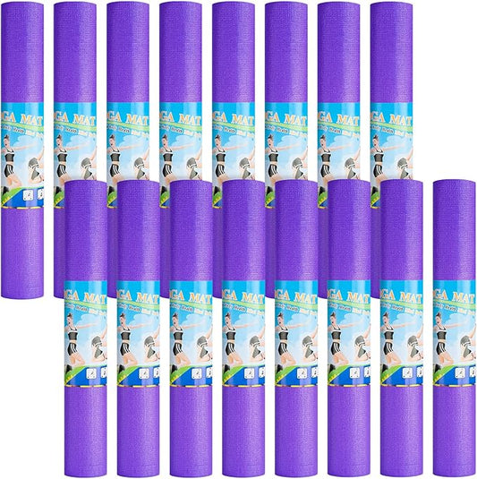 Funtery 16 Pack 3 mm Thick Yoga Mat Exercise Workout Mat Non Slip Fitness Pad for Women Gym Home Yoga Pilates - Bloomnest