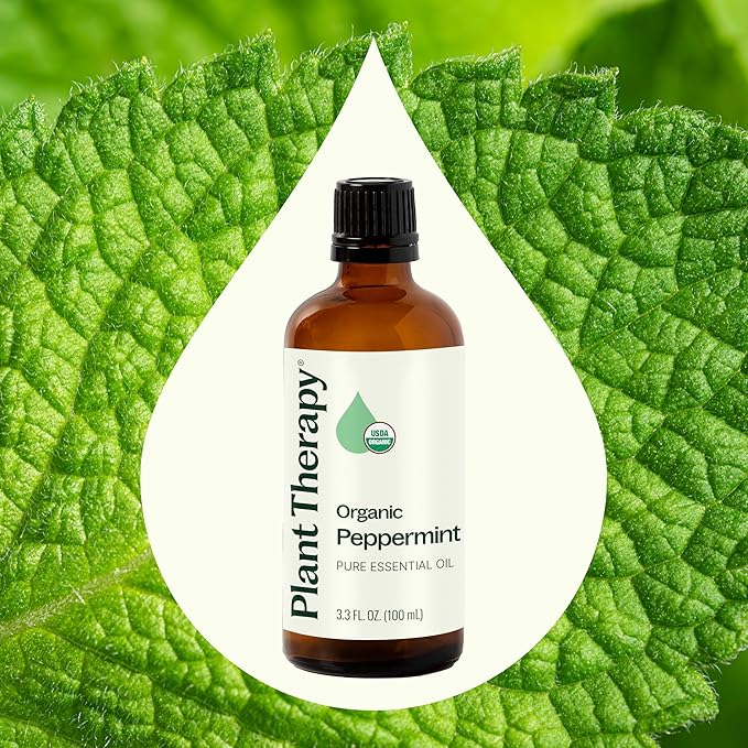 Plant Therapy Organic Peppermint Essential Oil 100% Pure, USDA Certified Organic, Undiluted, Natural Aromatherapy, for Diffusion, Skin, Hair, Therapeutic Grade 100 mL (3.3 oz) - Bloomnest