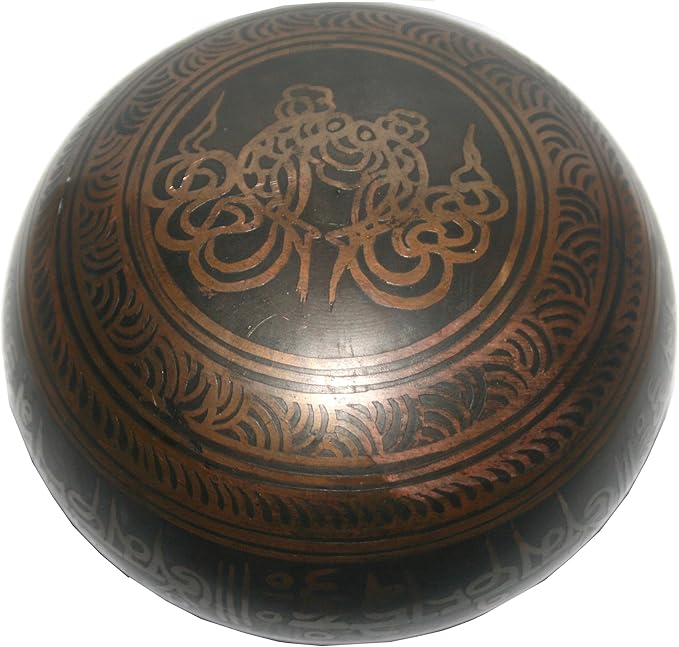5126 SB 'B' Note Crown Chakra Antique Tibetan Auspicious Symbol Bowl Set ~ Nepal - Bloomnest