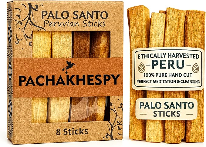 Authentic Premium Palo Santo from Peru 8 Pack of Natural Holy Wood Hand Harvested Smudging Sticks for Home Fragrance Energy Cleansing Meditation Spiritual Rituals Anti Stress Wellness Incense