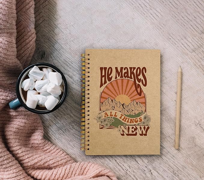 Christian Spiral Notebook,Christian Journal,Christian Notebook for Women Men Writing,Bible Cover Spiral Notebook 8.3×5.5 Inch Kraft Paper - Bloomnest