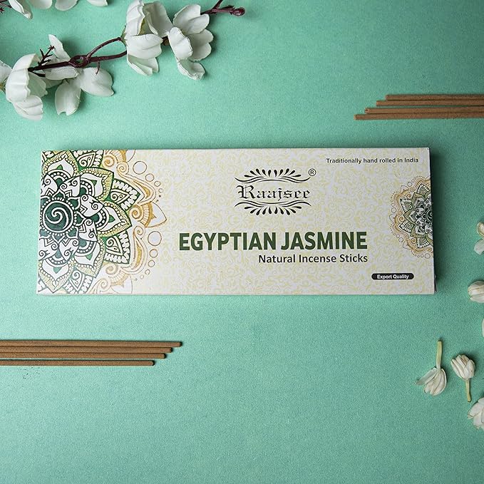 Raajsee Jasmine Flower Natural Incense Sticks 100 Gm Pack-100% Pure Organic Natural Hand Rolled Free from Chemicals-Perfect for Church,Aroma Therapy,Relaxation,Meditation,Positivity,Healing 100gm Pack RAAJSEE