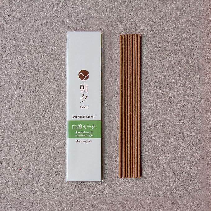 Asayu Japan Incense Gift Set - Sandalwood Scent Collection - Ceramic Holder + 5 Sandalwood Blends (20g Each) - Made in Japan - for Yoga, Meditation & Relaxation