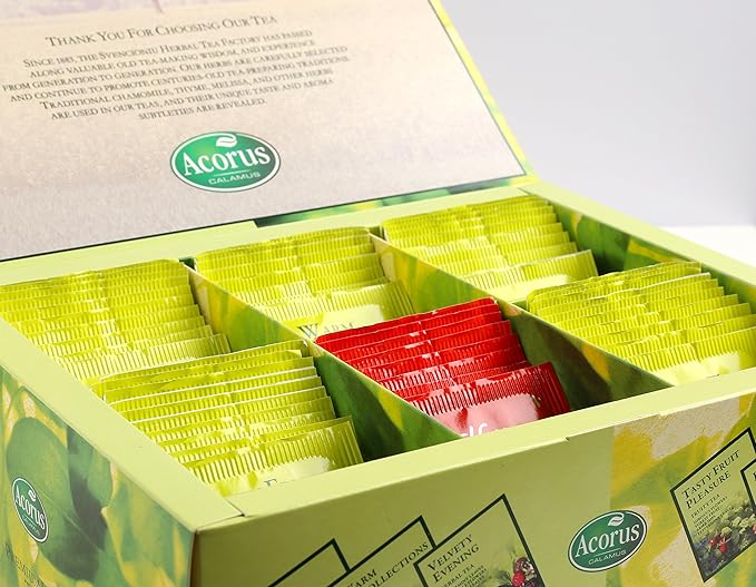 ACORUS Premium Tea Set - Natural Herbal Tea Variety Pack, Gift Set of 6 Different Teas, 60 Bags Individually Wrapped, Herbal Sampler Box - Bloomnest