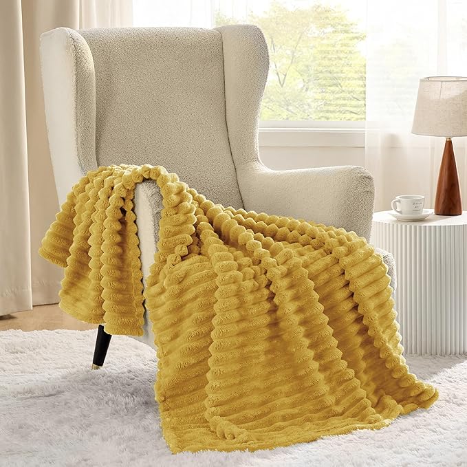 Bedsure GentleSoft Yellow Throw Blanket for Couch - Cozy Soft Fleece Blankets for Women, Cute Small Throws for Girls, Honey, 50x60 Inches - Bloomnest