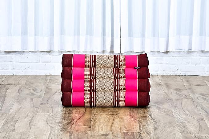 Leewadee Triangle Cushion – Comfortable Backrest for TV or Reading, Incline Pillow for Relaxing Made of Kapok, 20 x 13 x 13 inches, Auburn Pink - Bloomnest
