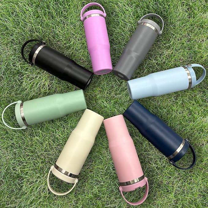 30 oz Tumbler with Top Handle, Double Wall Vacuum Insulated Tumbler with Flip Straw, Travel Coffee Mug 30oz Powder Coated Cup for Laser Engraving (Blue,1 pack)