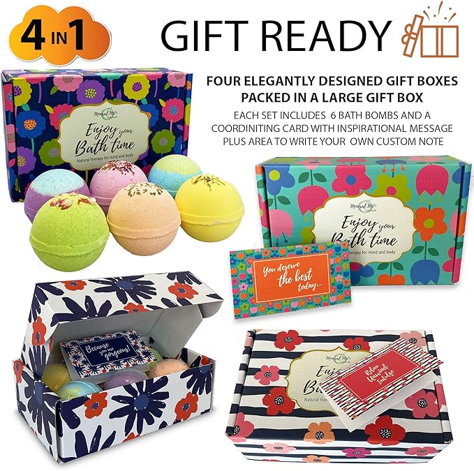 Bath Bombs for Women Gift Set - 24 Natural & Organic Bath Bombs with Essential Oils & Moisturizing Shea Butter, Spa Selfcare Gift, Stocking Stuffers, Christmas Gifts for Her, Women, Kids, Teen Girls - Bloomnest