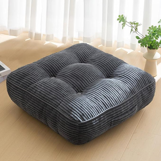 6" Washable Floor Pillow Cushion for Adults, Meditation Cushion Pillow, Large Square Floor Sitting, Removable Tufted Corduroy Cover, for Tatami Living Room or Yoga, 22x22 Inch, Machine Washable - Bloomnest