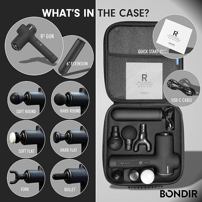 R2 Massage Gun - Percussion Deep Tissue Back Massager with Extension Handle - Bloomnest