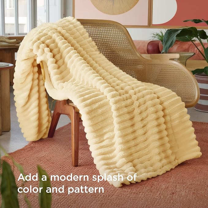 Bedsure GentleSoft Custard Yellow Fleece Throw Blanket for Couch - Super Soft Cozy Blankets for Women, Cute Small Blanket for Girls, 50x60 Inches - Bloomnest