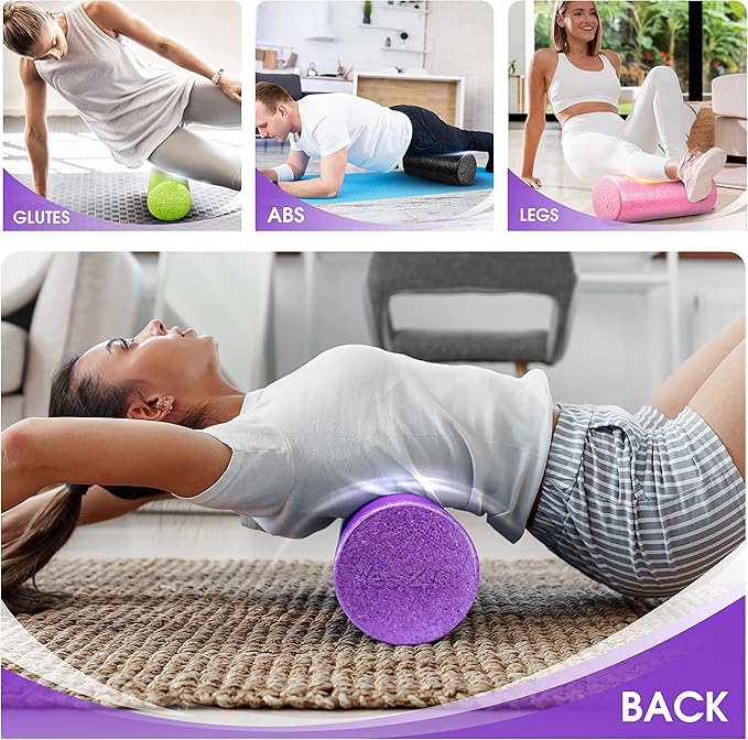 Yes4All High-Density EPP Round Back Roller Foam, Exercise Foam Roller for Yoga, Pilates & Stretching - 12, 18, 24, 36 inch - Bloomnest