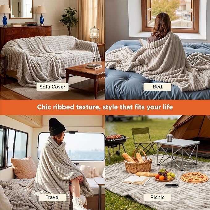 Bedsure GentleSoft California King Size Blanket for Bed - Cozy Soft Blankets for Women, Cute Large Throws for Girls, Linen, 102x96 Inches - Bloomnest