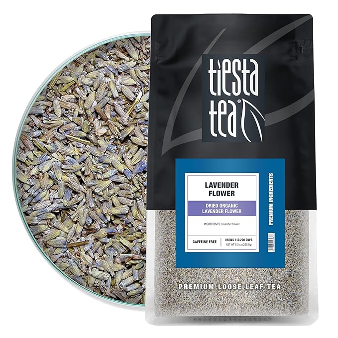 Tiesta Tea - Dried Organic Lavender Flower, Loose Leaf, Premium Non-Caffeinated Blend, Make Hot or Iced, Raw Edible Lavender Buds, Rich Flavors, 8oz Resealable Bulk Pouch - Bloomnest