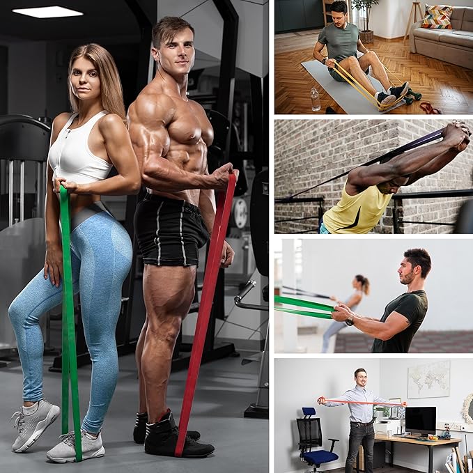 Resistance Bands, Workout Bands, Stretch Bands for Working Out, Long Exercise Bands Set with Handles & Door Anchorfor Fitness, Pull Up Training Bands for Physical Therapy, Muscle Training. - Bloomnest