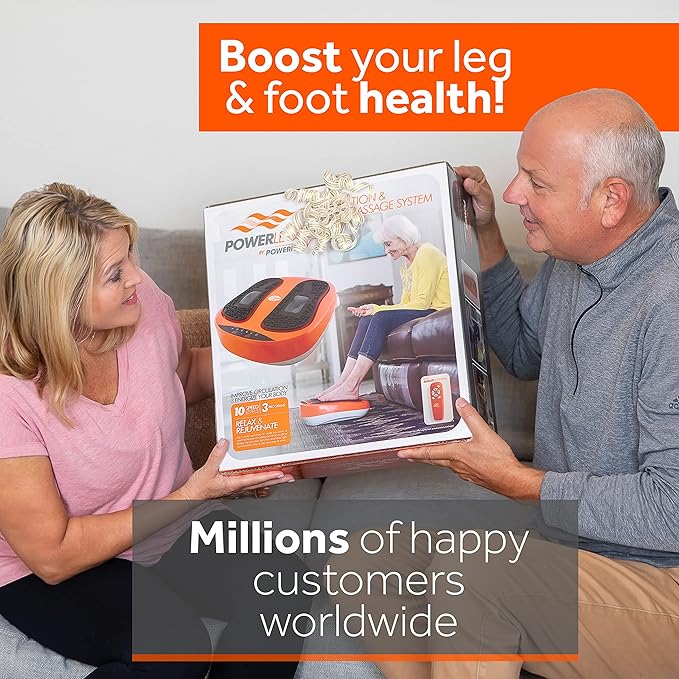 Power Legs Electric Foot Massager Machine with Remote Control, Adjustable Speed, Vibration - Calf Massager - Feet Massager for Neuropathy Pain Relief, Plantar Fasciitis, Leg Blood Circulation (Orange) - Bloomnest