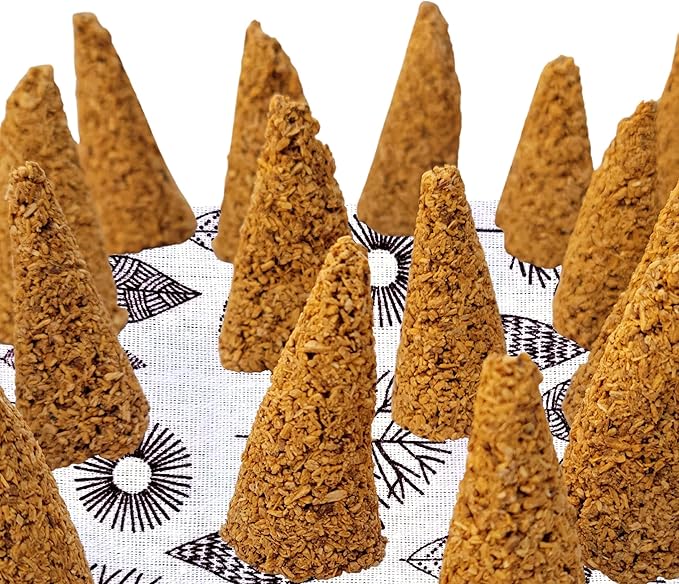 Palo Santo Cones 24 Pack w/Storage Bag, 100% Pure Wood Palo Santo Incense Cones Holy Wood Powder Ground Palo Santo Sticks, Bursera Palo Santo Smudge Cone Incense Bulk Set (Palo Santo Wood Cones - 24) WorldlyFinds