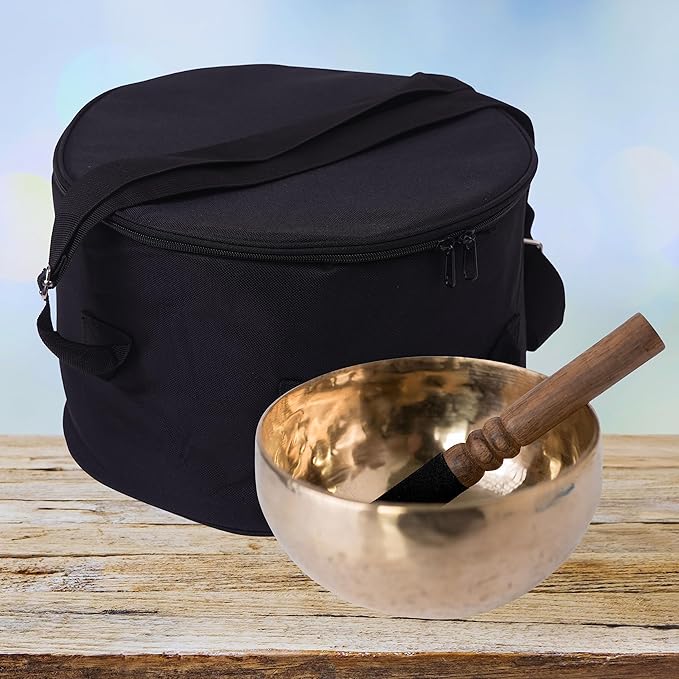 Singing Bowl Carry Case - 12 inch Black Padded Singing Bowl Bag, Sound Bowl Carrier/Crystal Bowl Bag for Storage and Transport - comes with Adjustable Unisex Chakra Bracelet - Bloomnest