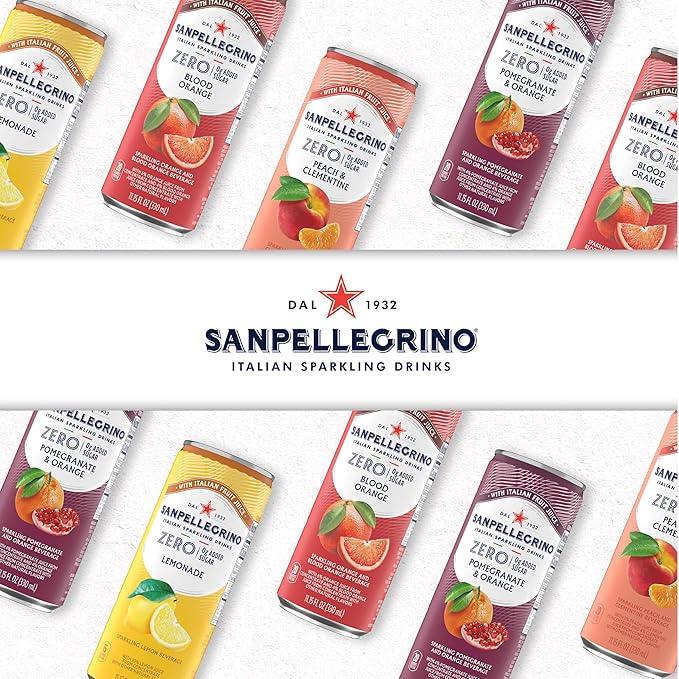 Sanpellegrino Zero Grams Added Sugar Italian Sparkling Drinks Blood Orange, Sparkling Orange and Blood Orange Beverage, 24 Pack of 11.15 Fl Oz Cans - Bloomnest