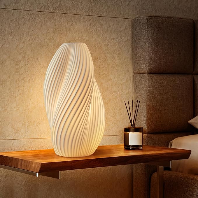 RONDURE 11.9" Modern Ceramic Table Lamp, Fully Dimmable Modern Bedside Lamps for Bedroom, Living Room and Nightstand, White Translucent Ceramic Shade, Warm Ambient Lighting, Corded, Bulb Included - Bloomnest