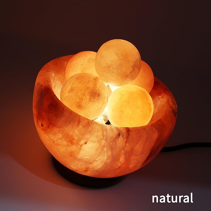 UMAID Himalayan Salt Lamp Bowl with 6 Massage Balls – Dimmable Natural Pink Rock Salt Lamp for Relaxation, Meditation,Yoga, Spa, Office, Bedroom, Wellness, Home Decor, and Unique Gift - Bloomnest
