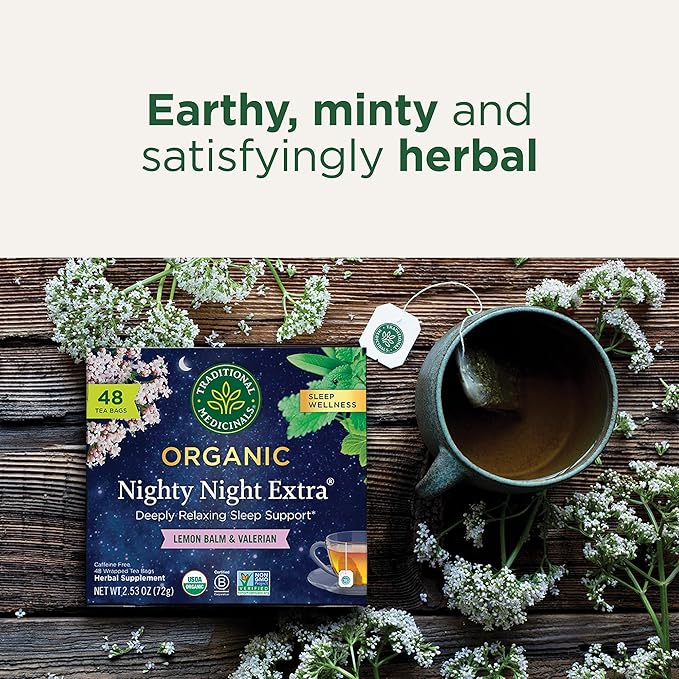 Traditional Medicinals Organic Nighty Night Extra Tea With Valerian Root for Relaxation, 48 Tea Bags - Bloomnest
