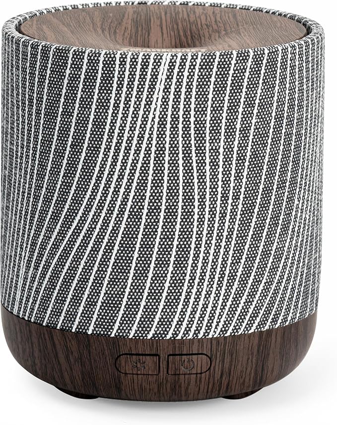 Essential Oil Diffuser 7 fl oz 200ml with Fabric Cover and Night Lamp | Ultrasonic Aroma Diffuser | Humidifier w Lights | Room Decor | Small Humidifier for Bedroom | Gift (Dark Brown) - Bloomnest