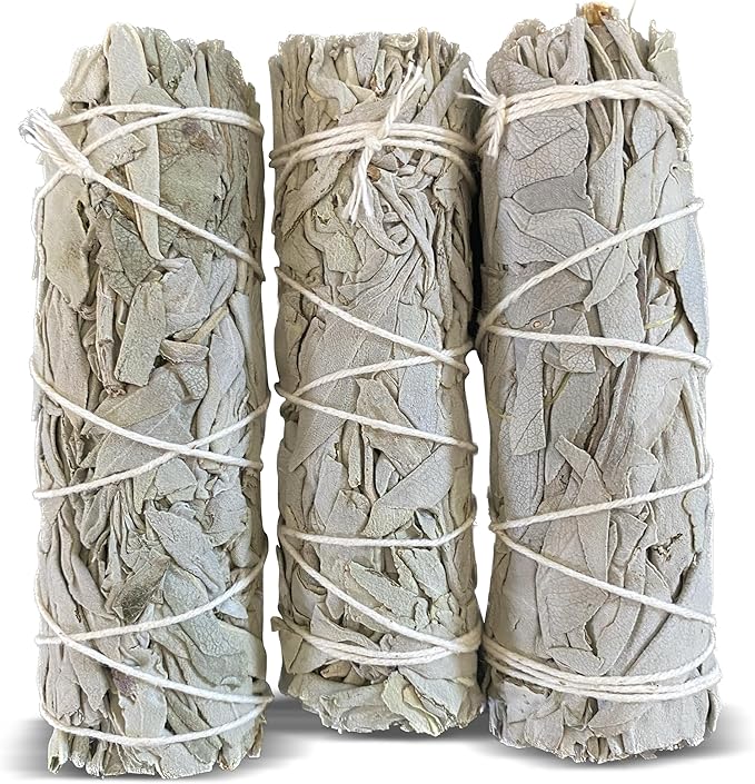 White Sage Sticks Pack of 3, Sage Smudge Kit 4'' Long Dried Sage Sticks for Meditation, Smudging and Cleansing, Getting Rid of Negative Energy - Bloomnest