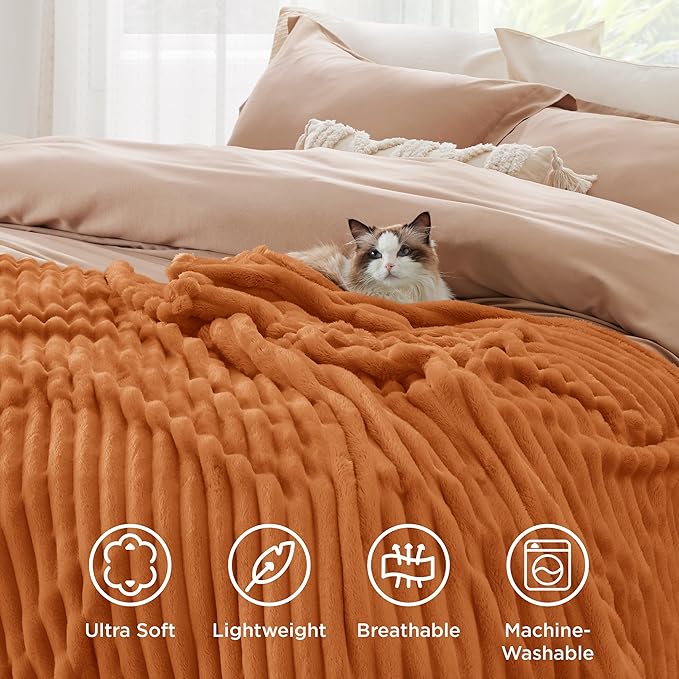 Bedsure GentleSoft Orange Twin XL Blanket for Bed - Cozy Soft Fall Blankets for Women, Cute Small Fleece Throws for Girls, Birthday Gifts for Women, 66x90 Inches - Bloomnest