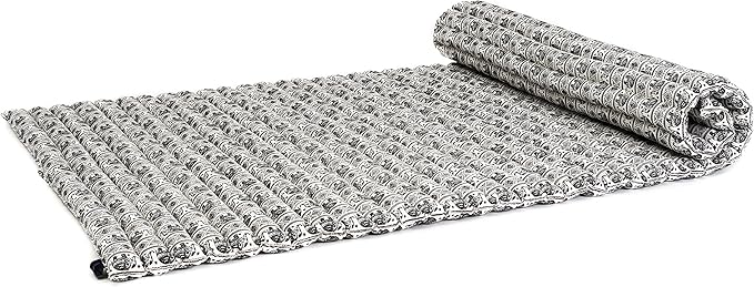 Leewadee - Kapok Roll Mat – Handcrafted Folding Sleep & Relaxation Mattress from Thailand, Ideal as Guest Bed, Camping Mat, Yoga Mat or Traditional Futon, 75 x 39 inches, Black White - Bloomnest