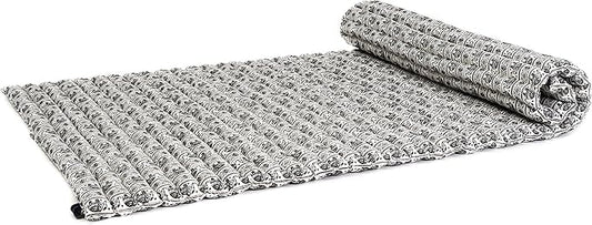Leewadee - Kapok Roll Mat – Handcrafted Folding Sleep & Relaxation Mattress from Thailand, Ideal as Guest Bed, Camping Mat, Yoga Mat or Traditional Futon, 75 x 39 inches, Black White - Bloomnest
