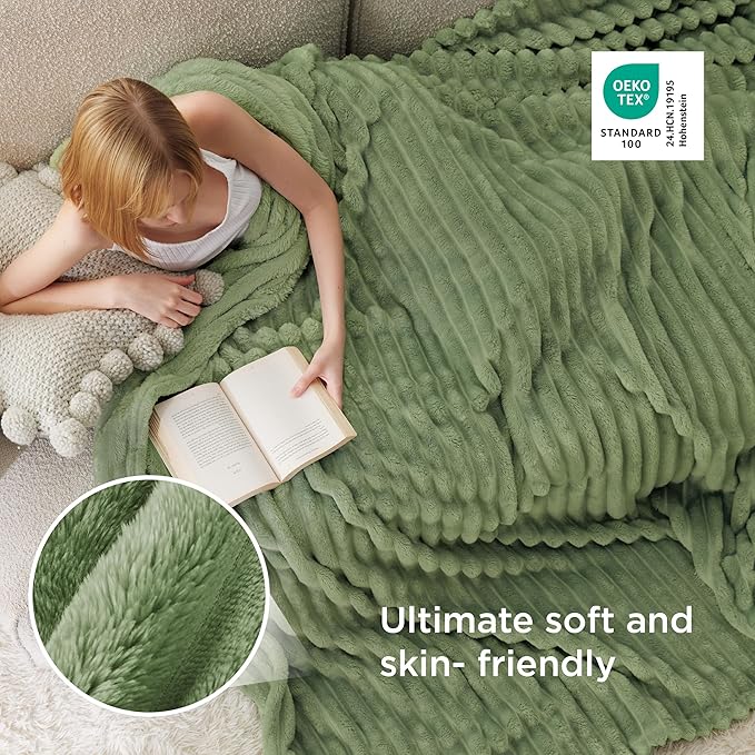 Bedsure GentleSoft Reseda Fleece King Blanket for Couch - Cozy Soft Blankets for Women, Cute Small Throws for Girls, 108x90 Inches - Bloomnest