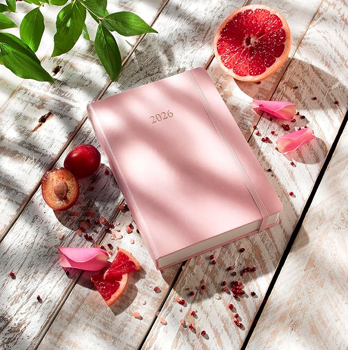 Wykeham's Executive 2026 Daily Journal Planner – US Public Holidays & Format – Customization Available (Rose, 8.5"×5.5") - Bloomnest