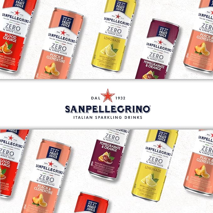 Sanpellegrino Zero Grams Added Sugar Italian Sparkling Drinks Pomegranate Orange, Sparkling Pomegranate Orange Beverage 24 Pack of 11.15 Fl Oz Cans - Bloomnest