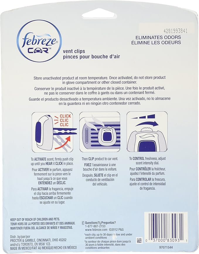 Febreze Car Vent-Clip Air Fresheners - 4 Pack (Linen & Sky)0.06 FL.OZ - Bloomnest