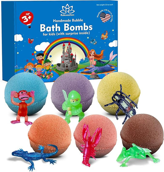 Bath Bombs Set for Kids with Surprise Toys Inside - Mystery Toys Inside Bubble Bath Balls - Great Gift for Girls and Boys for Easter - Handmade in USA - Bloomnest
