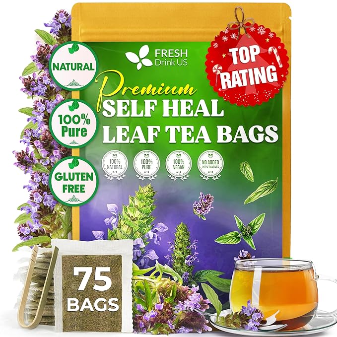 FreshDrinkUS, Premium Self Heal Leaves Tea | 75 Tea Bags | Premium Dried Self Heal Herb for Herbal Tea – Naturally Caffeine-Free, Clean & Convenient Tea Bags. Sugar-Free. Vegan - Bloomnest