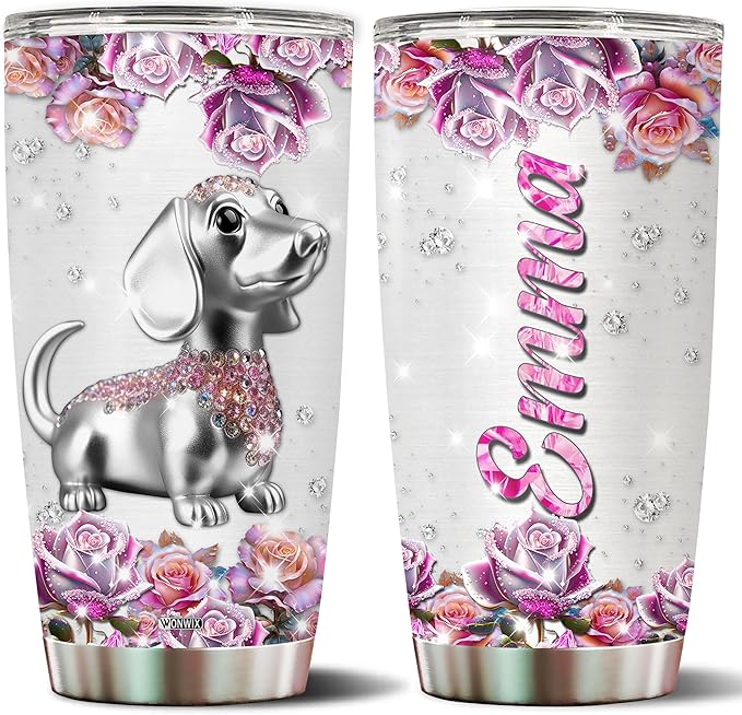 Personalized Dachshund Themed Gifts for Women, Girls, Wife, Daughter, Insulated Stainless Steel Tumbler, Mug, Cup, Water Bottle, Perfect for Christmas, Birthday, Mother's Day, Valentine - Bloomnest