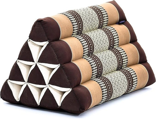 Leewadee Triangle Cushion – Comfortable Backrest for TV or Reading, Incline Pillow for Relaxing Made of Kapok, 20 x 13 x 13 inches, Brown - Bloomnest