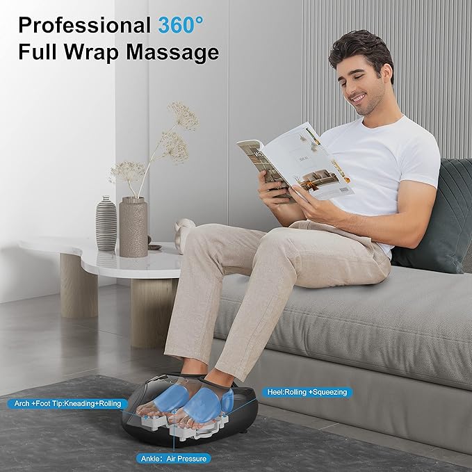 Shiatsu Foot Massager with Heat,Compression Kneading Rolling Feet Massager for Plantar Fasciitis,Neuropathy Massage for Foot Pain Relax at Home,Office, Gifts for Dad, Mom, Presents - Bloomnest