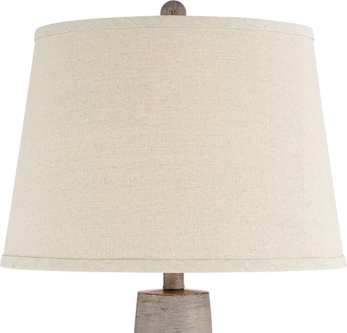 Regency Hill Glenn 27" Tall Urn Natural Cottage Southwestern Table Lamps Set of 2 WiFi Smart Socket Gray Terra Cotta Living Room Bedroom Bedside Nightstand House Office Home Reading Beige Shade - Bloomnest