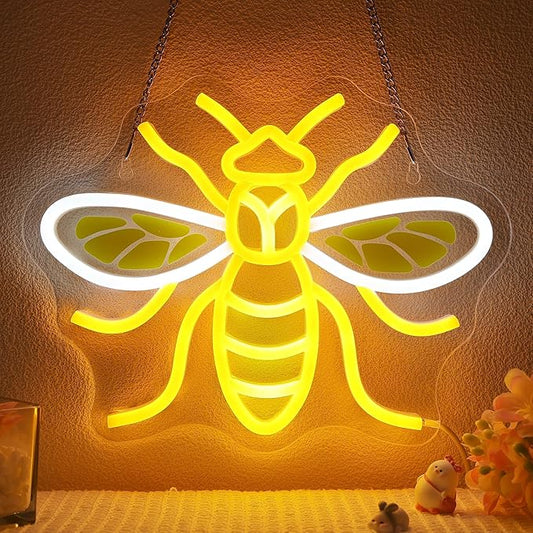 Attivolife Bumble Bee Neon Sign for Wall Decor, Light up LED Animal Neon Lamp with Dim USB Powered, Home Bedroom Classroom Party Stuff, Birthday Xmas Gifts for Kid Girl Boy Beekeeper - Bloomnest