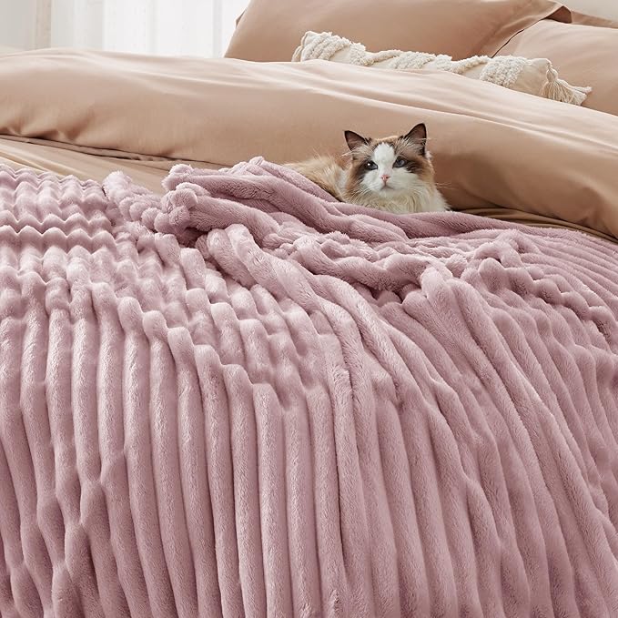 Bedsure GentleSoft Pink Fleece Blanket for Couch - Cozy Soft Blankets for Women, Cute Small Throws for Girls, 60x80 Inches - Bloomnest