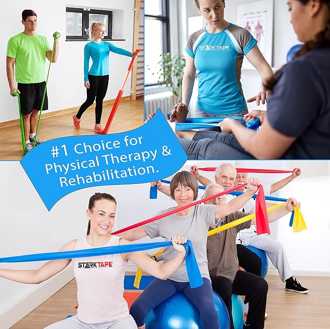 Resistance Bands Professional 8,16, 25, 50 Yards Bulk Rolls. Latex-Free Elastic Physical Therapy Band. No Scent, No Powder - Perfect for Home Exercise, Yoga, Pilates, Gym, Rehab, Workout - Bloomnest