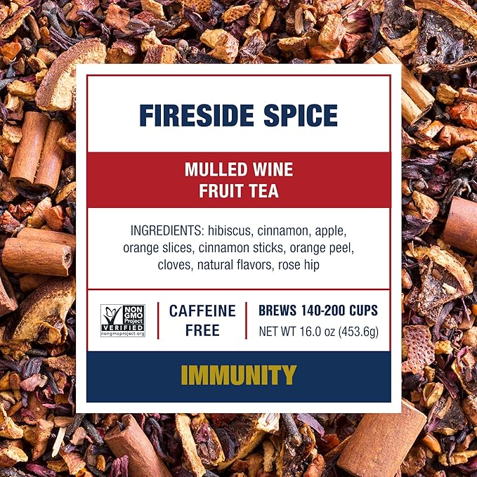 Tiesta Tea - Fireside Spice, Mulled Wine Herbal tea, Premium Loose Leaf Tea Blend, Non Caffeinated Holiday Teas, Make Hot or Iced & Brews Up to 200 Cups - 16 Ounce Resealable Bulk Pouch - Bloomnest