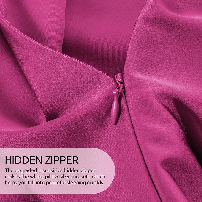 INFIIXSO Silk Pillow Cases 2 Pack Standard Size, Ultra Smooth & Soft Mulberry Silk Pillow Case for Hair and Skin, Breathable Cooling Silk Pillowcase with Hidden Zipper (Hot Pink, 20x26 Inches) - Bloomnest
